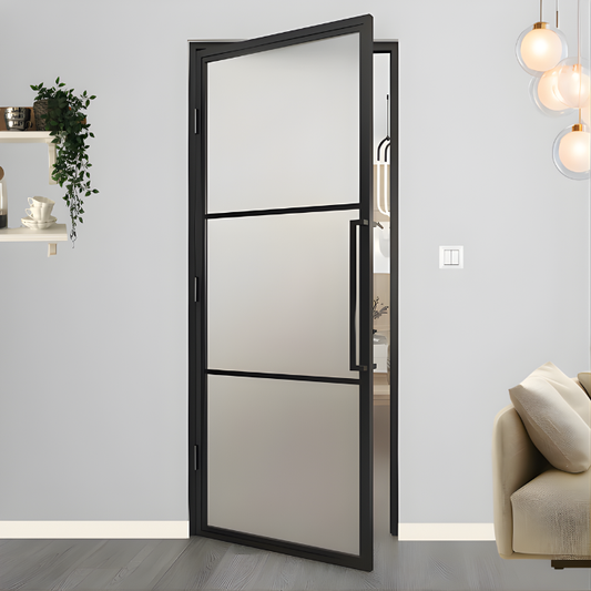 STALEN SCHARNIERDEUR MELKGLAS | 3-VAKS